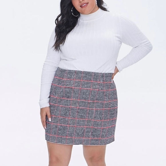 Forever 21+ Wool Blend Plaid Mini Skirt - Size 0X - Picture 2 of 15